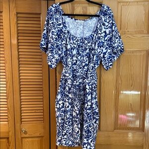Blue and White Floral Women’s Dress
